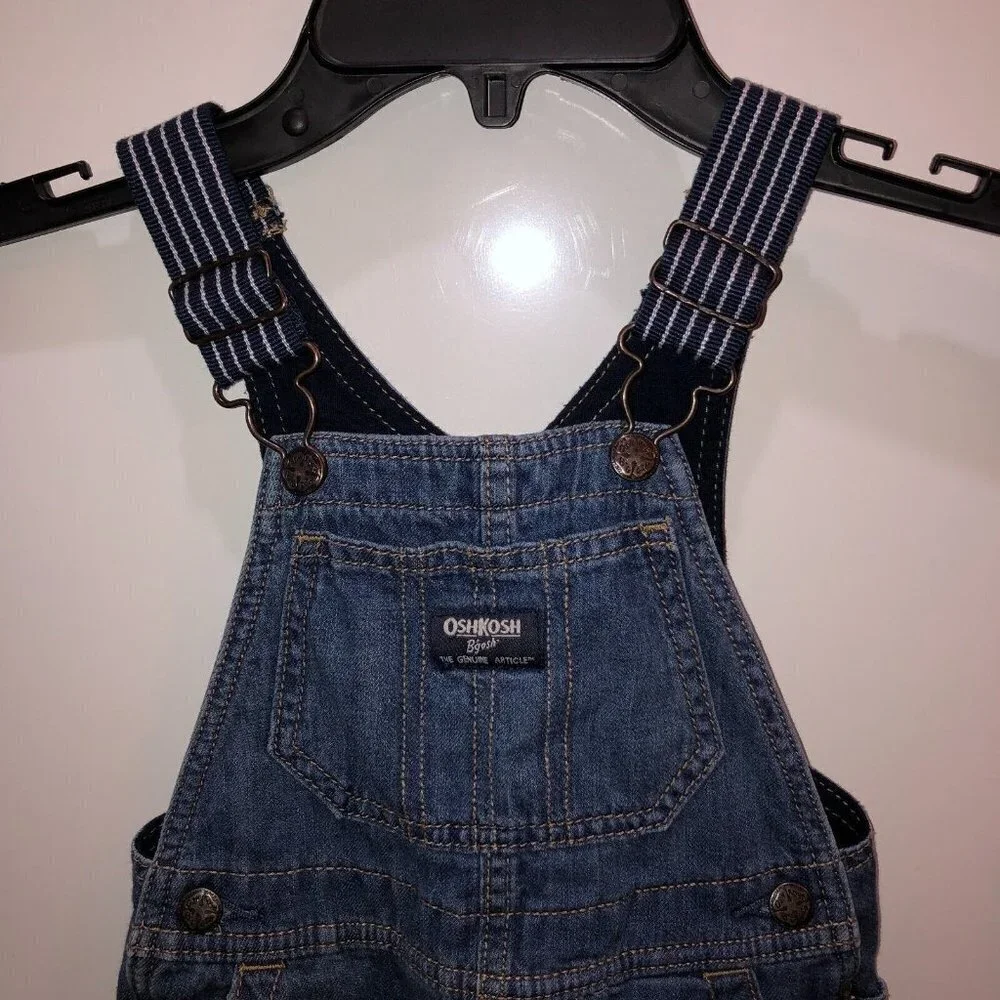 OshKosh Bgosh Toddler Size 24M 24 Months Vestbak Lined Snap Denim Overalls